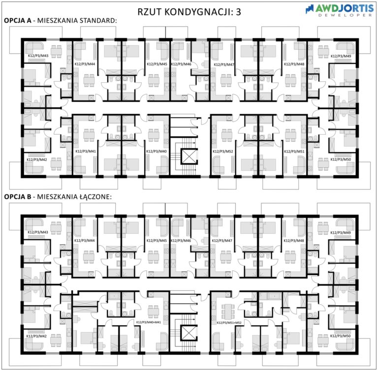 Karta inwestycji z rzutem mieszkań i wizualizacją osiedla deweloperskiego.