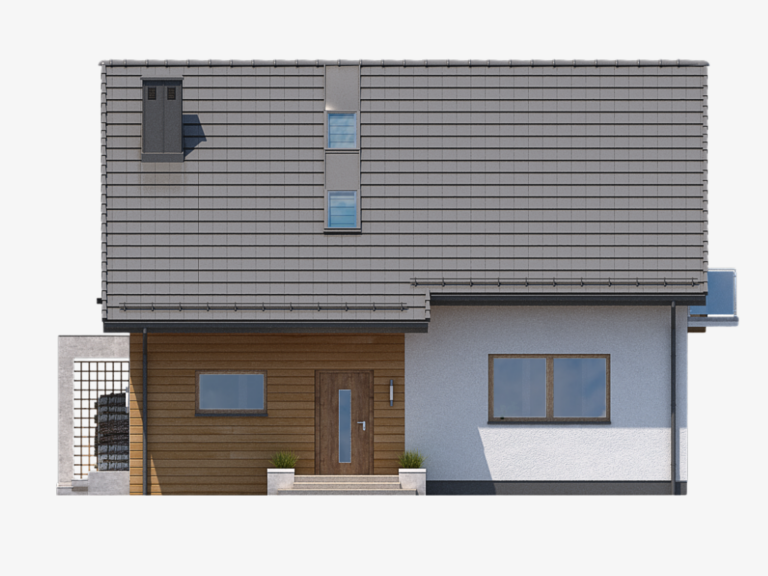 Elewacja domu jednorodzinnego – wizualizacja 3D front budynku